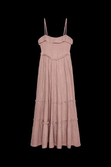 MITTELLANGES KLEID MIT VOLANT - Pastellrosa von Zara - Bild 0