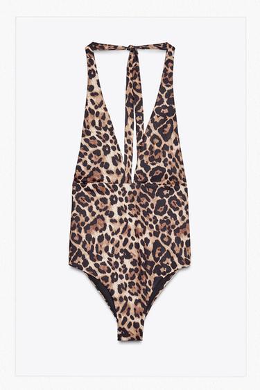 BAÑADOR HALTER ESTAMPADO ANIMAL - Leopardo de Zara