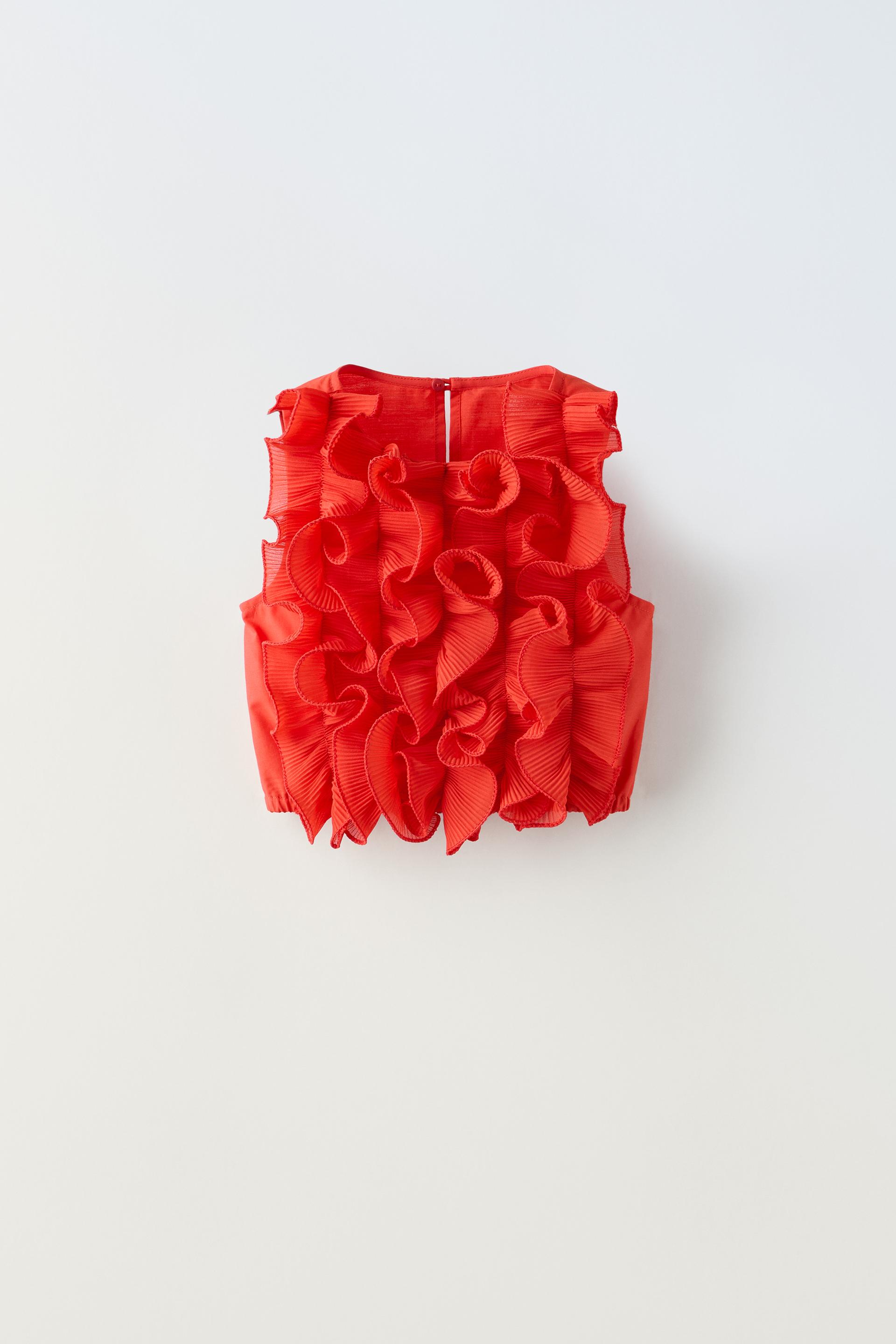 RUFFLE TOP - Red  ZARA Saudi Arabia