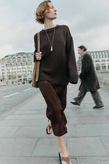 FAUX SUEDE CAPE SKIRT - Chocolate brown by Zara