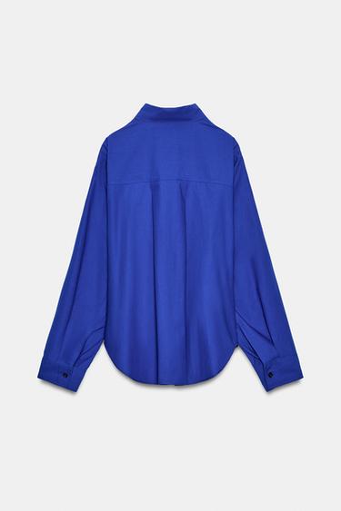 POPLIN SHIRT WITH SIDE DARTS - Bluish by Zara - Image 4