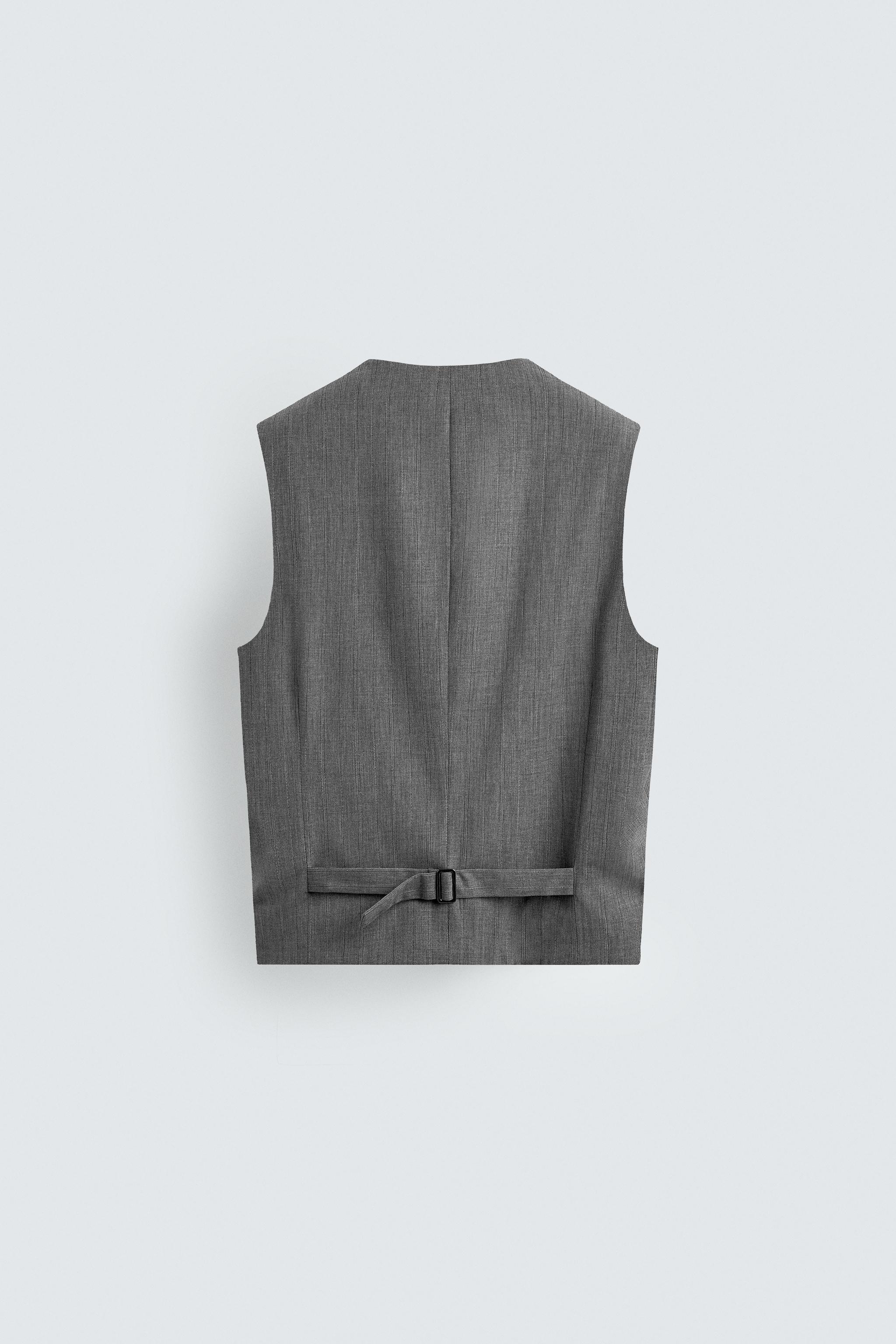 TEXTURED STRIPED SUIT VEST
