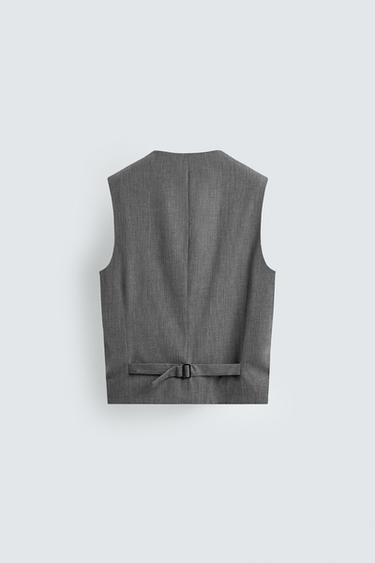 GILET DE COSTUME STRUCTURÉ À RAYURES - Gris de Zara - Image 8