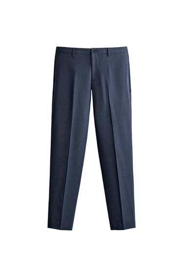 PANTALÓN TRAJE PATA DE GALLO - Azul de Zara