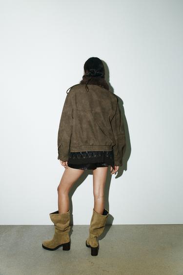 VESTE EFFET DAIM COL AMOVIBLE - Kaki de Zara - Image 5