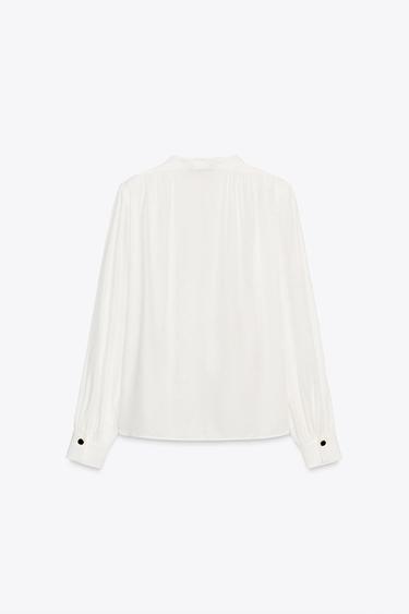 SHIRT WITH SHOULDER PADS - Oyster-white by Zara - Image 6