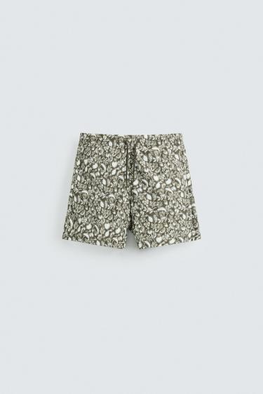 FRUIT PRINT MID-LENGTH SWIMMING TRUNKS - Brown by Zara