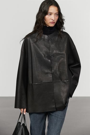 Leather jacket with toggle detail — Black 2