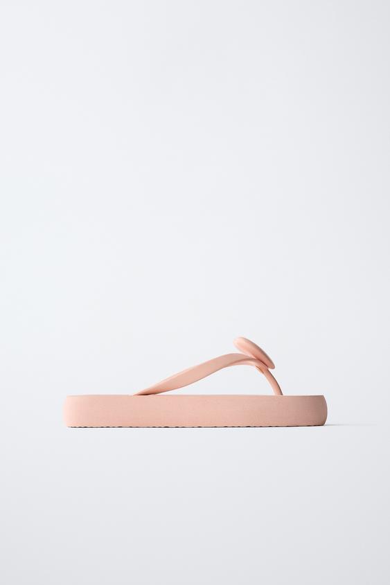 HEART DETAIL FLIP FLOPS - Coral Red by Zara - Image 0
