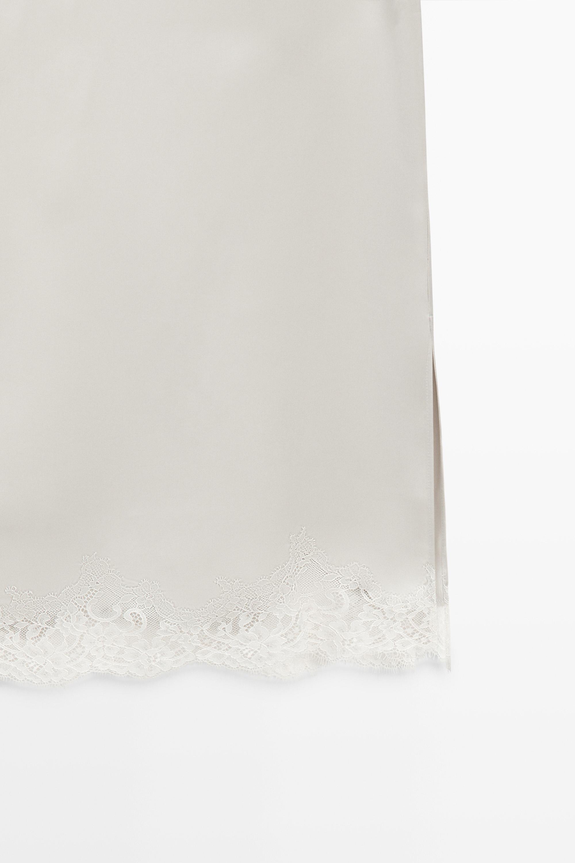 Satin lace midi skirt