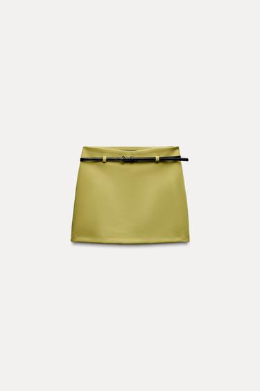 MINI SKIRT WITH BELT - Pistachio by Zara