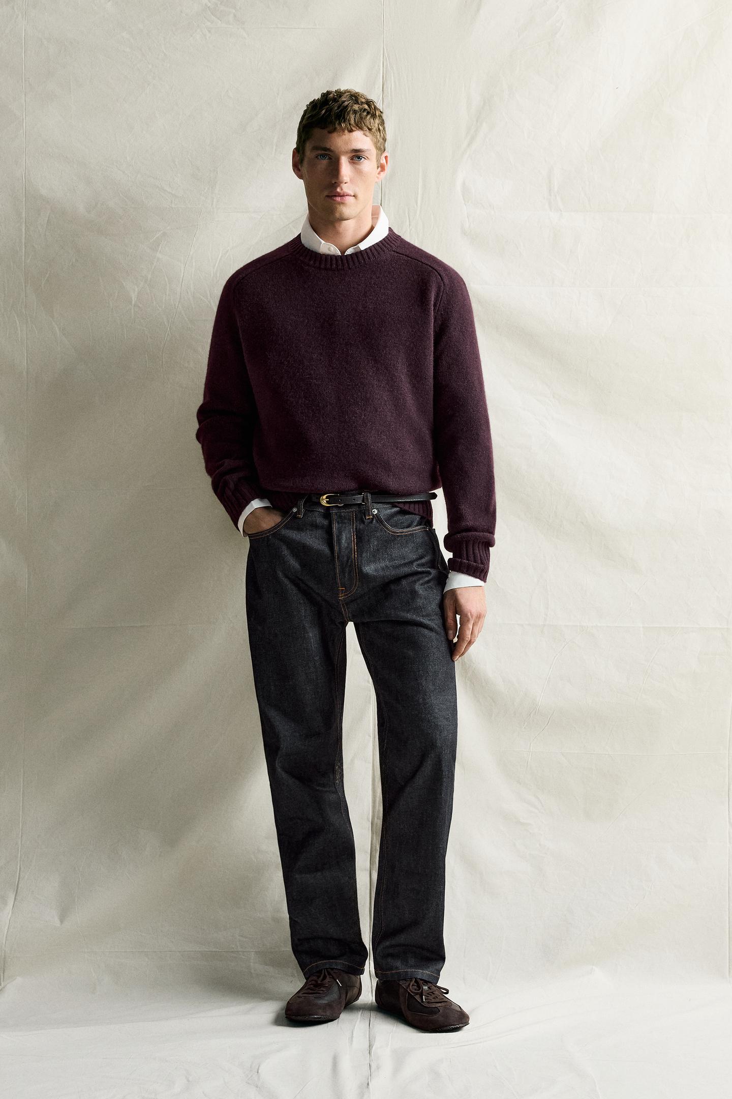 Мужской свитер Zara 100% Cashmere Regular Fit Jumper, цвет: Сливовый