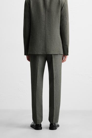 HOUNDSTOOTH SUIT TROUSERS - Green / Ecru by Zara - Image 2