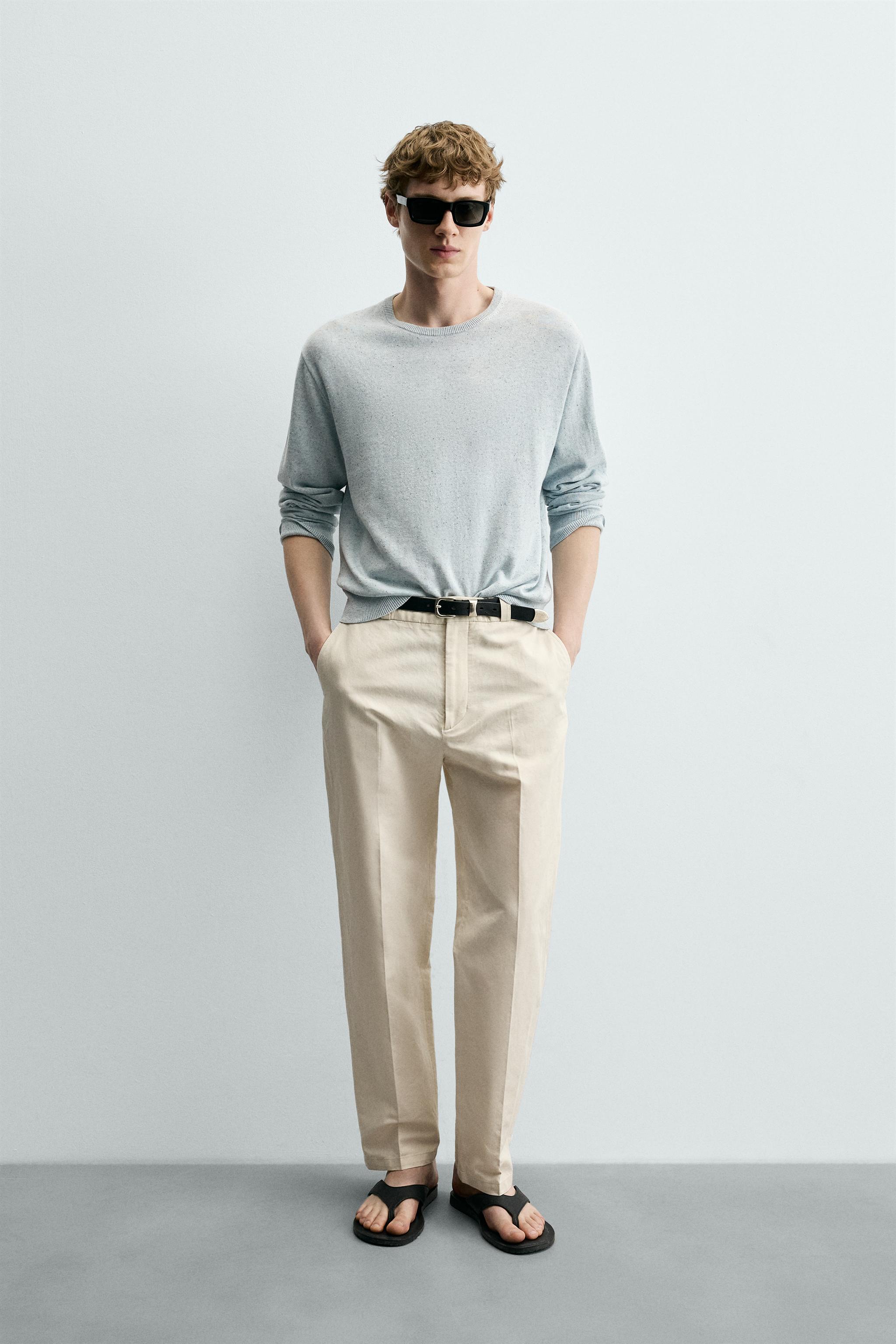 COTTON - LINEN STRAIGHT FIT CHINO PANTS