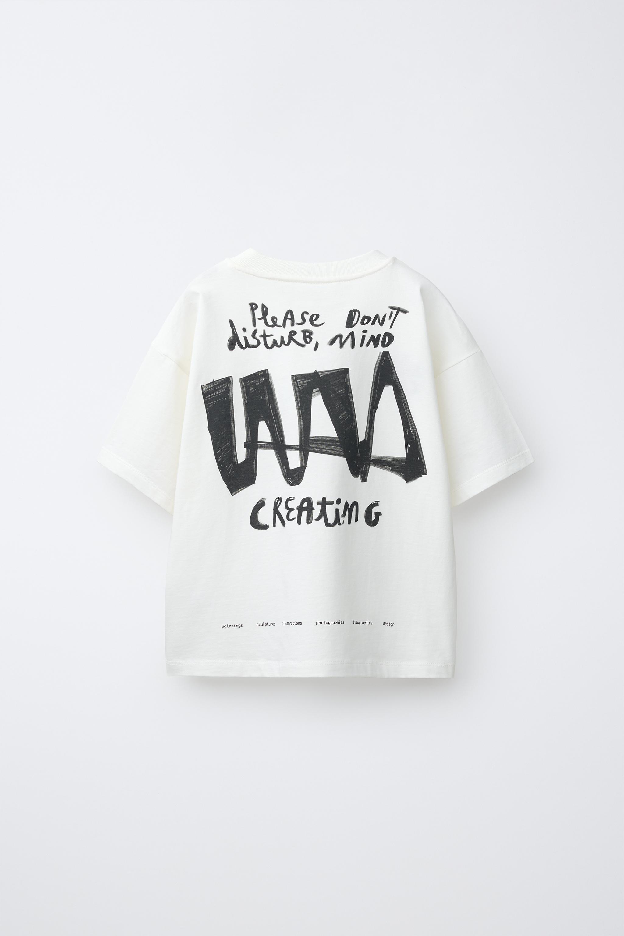 Детские футболки Zara TEXT PRINTED T-SHIRT — фото 3