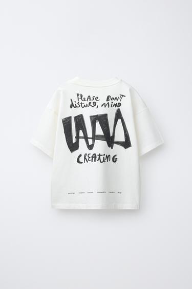PRINTED SLOGAN T-SHIRT - Oyster-white by Zara - Image 1