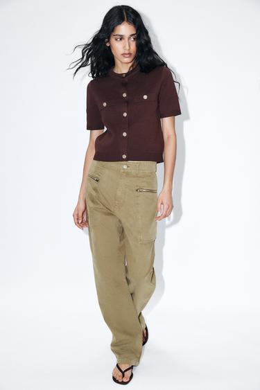 SHORT SLEEVE CARDIGAN - Chocolate by Zara - Image 0