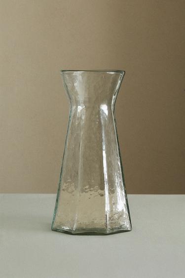 FACETED GLASS VASE - Greenish by Zara