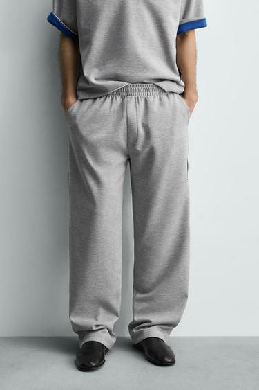 TROUSERS WITH LABEL PATCH - Grey marl by Zara