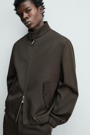 WOOL - COTTON TEXTURED JACKET - Chocolate by Zara - Image 6