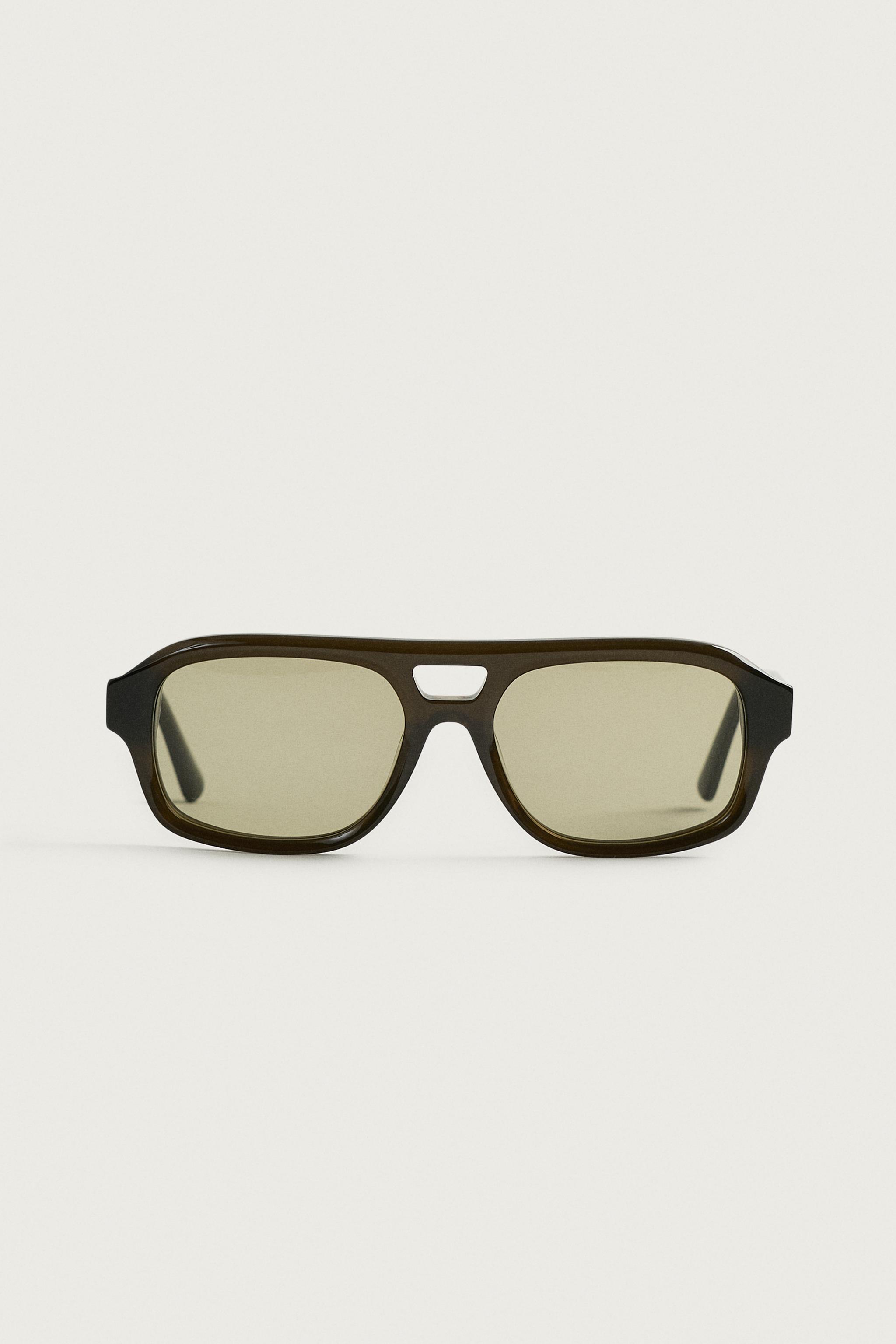 RECTANGULAR SUNGLASSES — Olive green