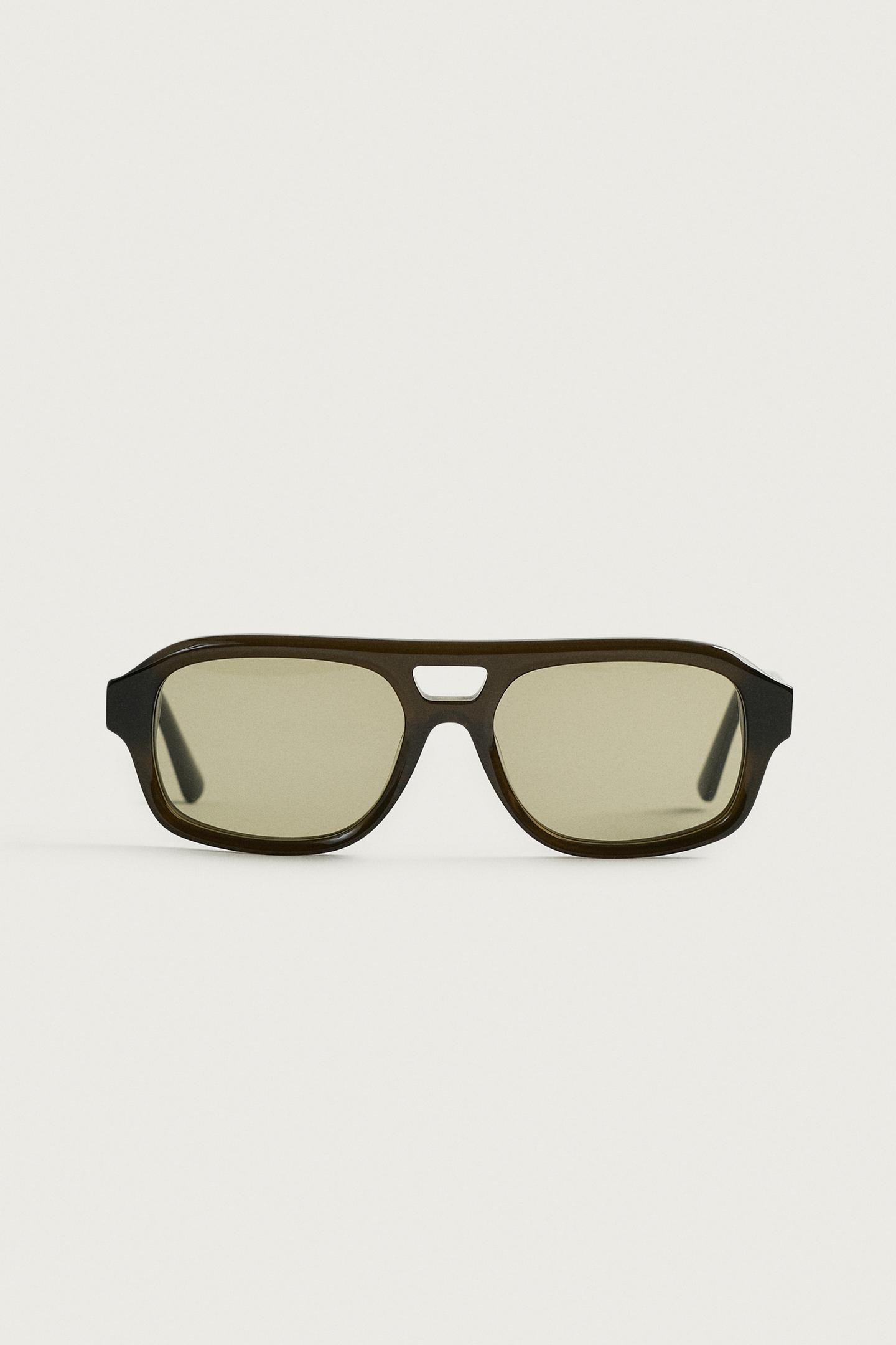 Мужские солнцезащитные очки Zara Rectangular Sunglasses, цвет: Оливковый зелёный — фото 3