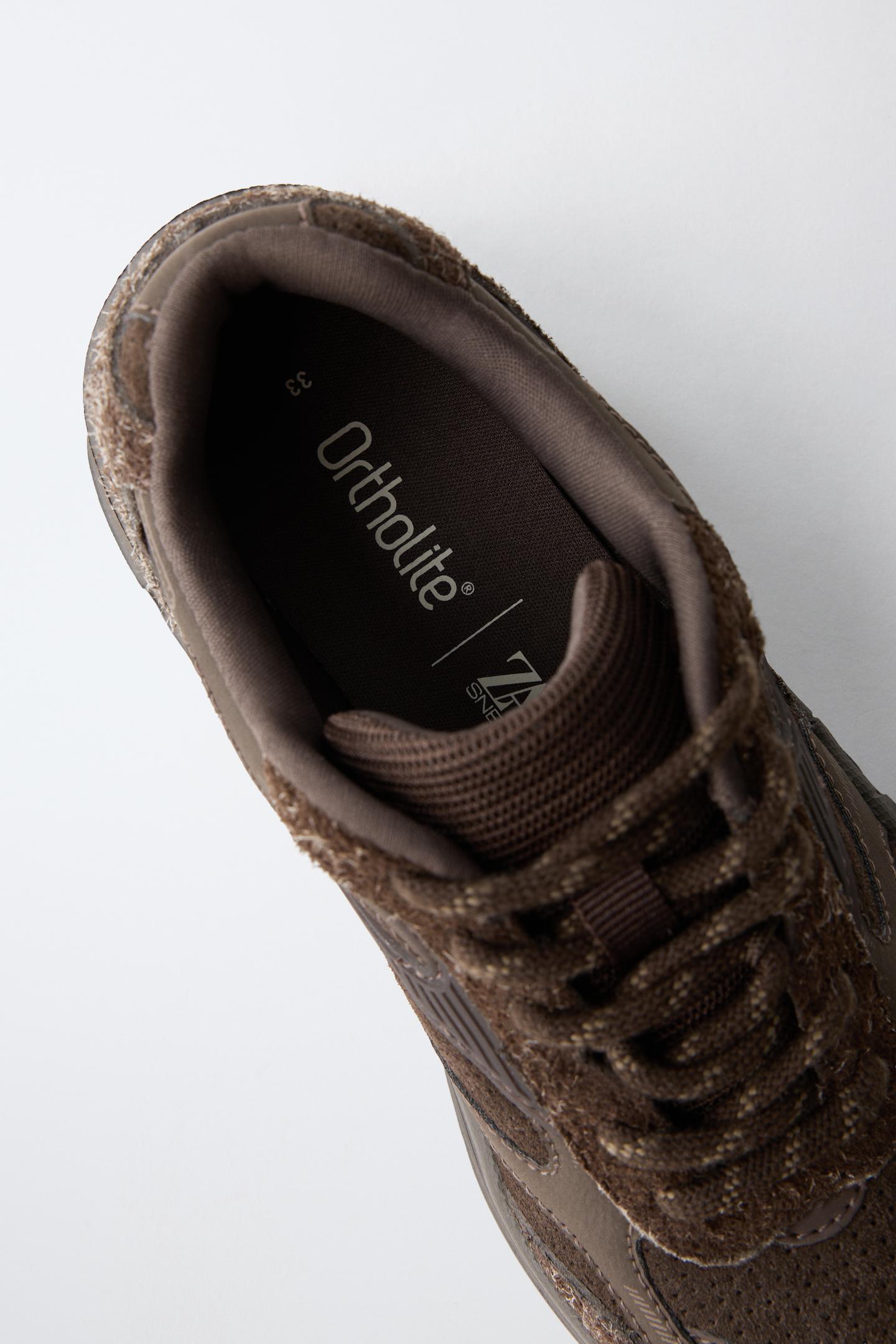 Детские кроссовки Zara Technical Mesh, цвет: Коричневый — фото 7