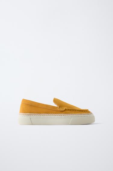 LEATHER SPORTS MOCCASINS - Mustard by Zara