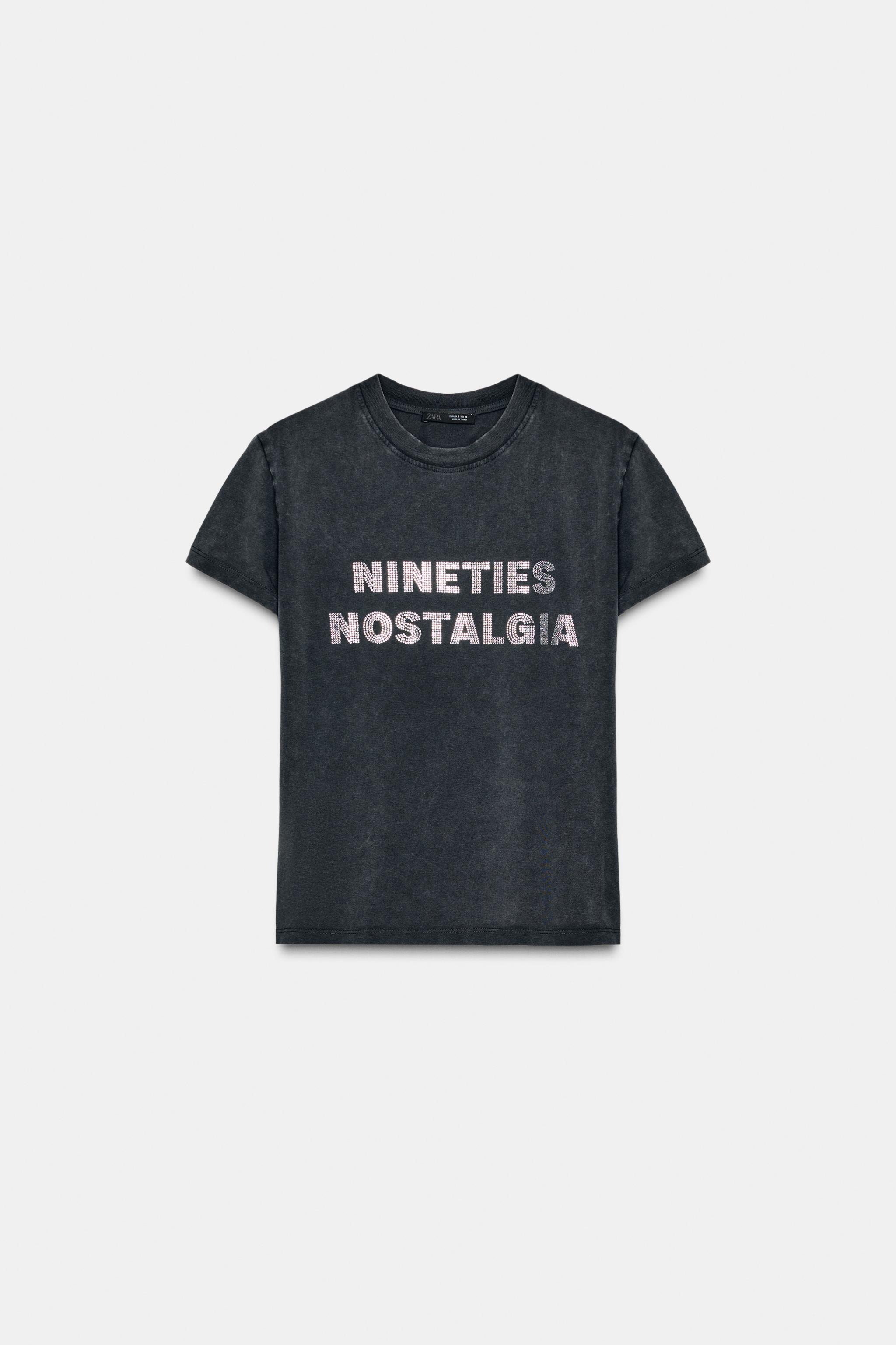 WASHED TEXT T-SHIRT - Anthracite grey | ZARA United States