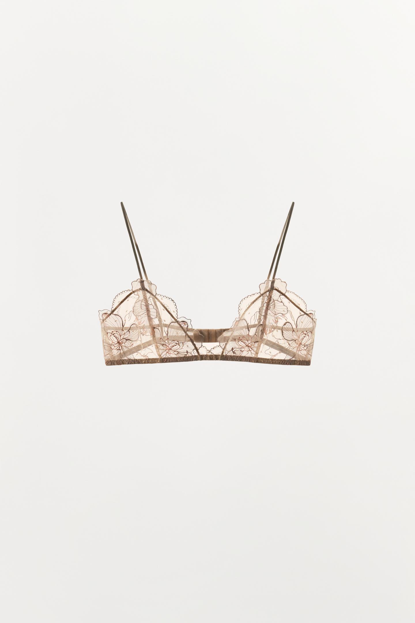 Бра, треугольные чашки, кружево — Zara, цвет: Розовый / Белый — фото 5