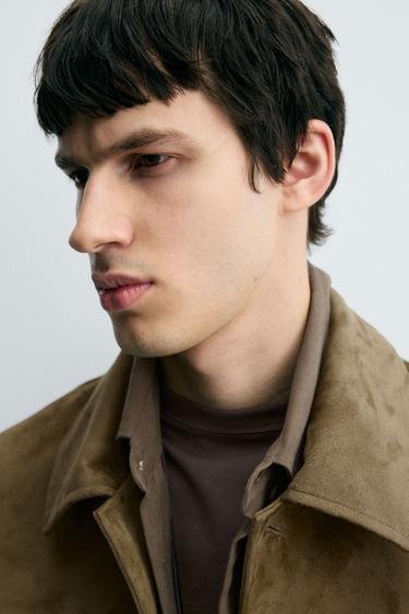 FAUX SUEDE REGULAR FIT JACKET - Dark brown by Zara - Image 7