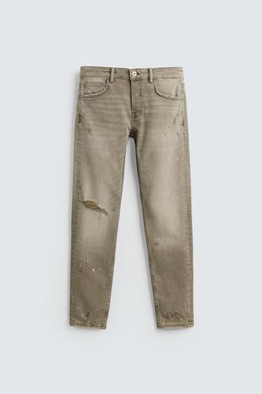 RIPPED SKINNY FIT JEANS - Brown by Zara