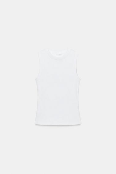 RIB SLEEVELESS TOP - White by Zara - Image 0