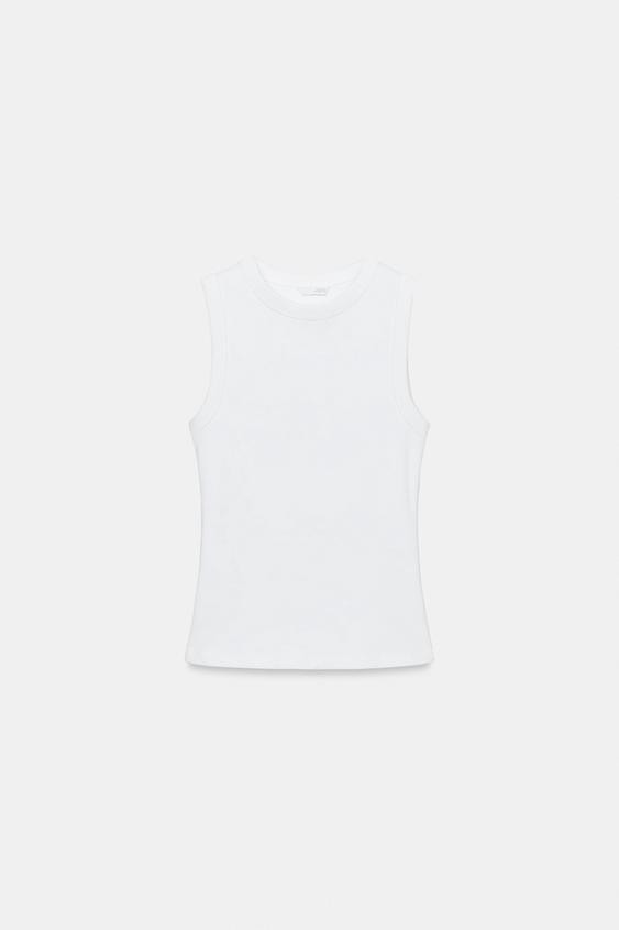 RIB SLEEVELESS TOP - White by Zara - Image 0