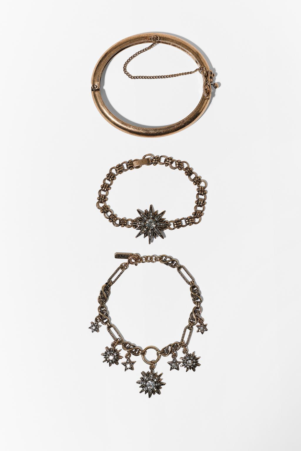 PACK OF 3 METAL STAR CHARM BRACELETS