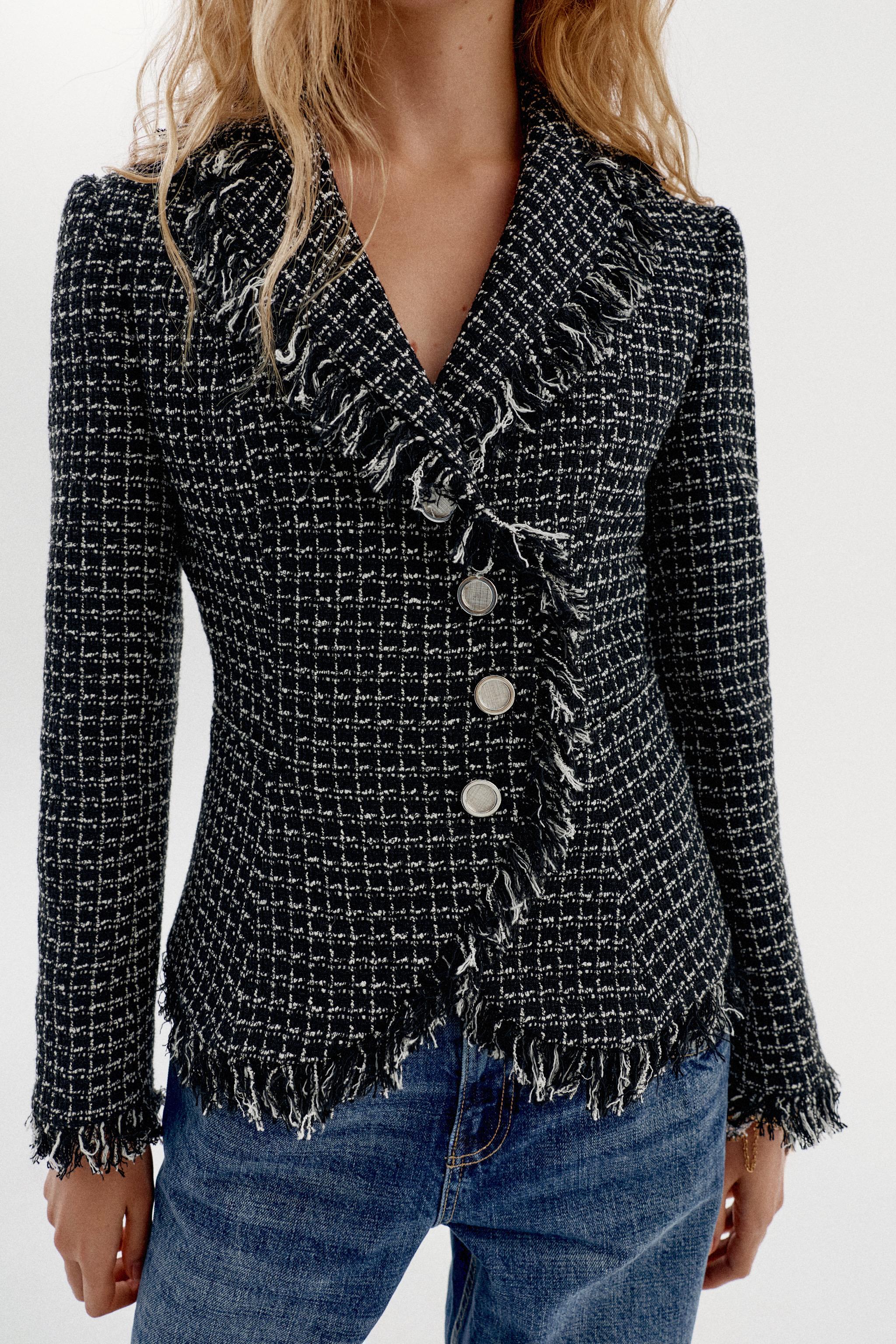 Zara STRUCTURED FRAYED BLAZER — фото 4