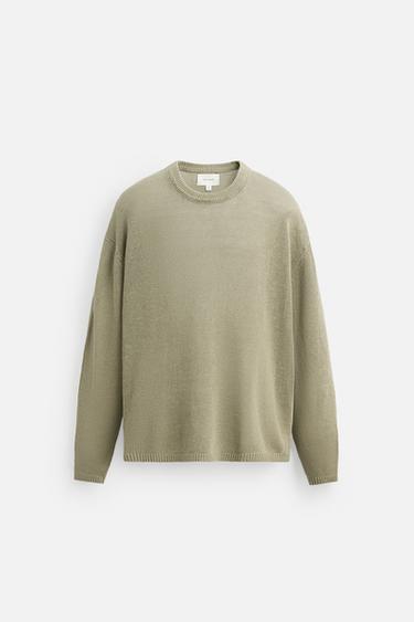 PULOVER DIN IN 100% - Verde gri de la Zara