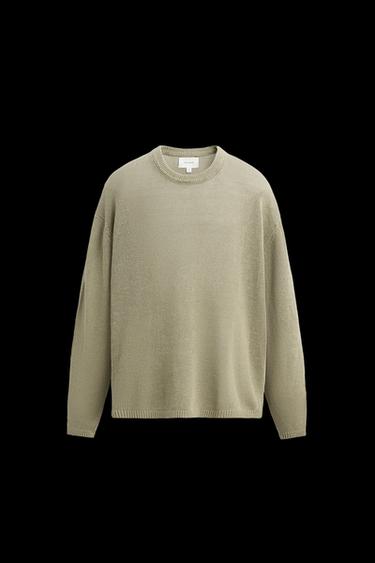 100% LINEN SWEATER - Grey green by Zara