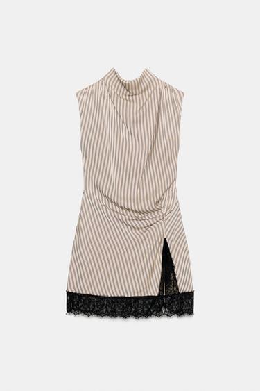MINI STRIPED LACE DRESS - Pink by Zara - Image 7