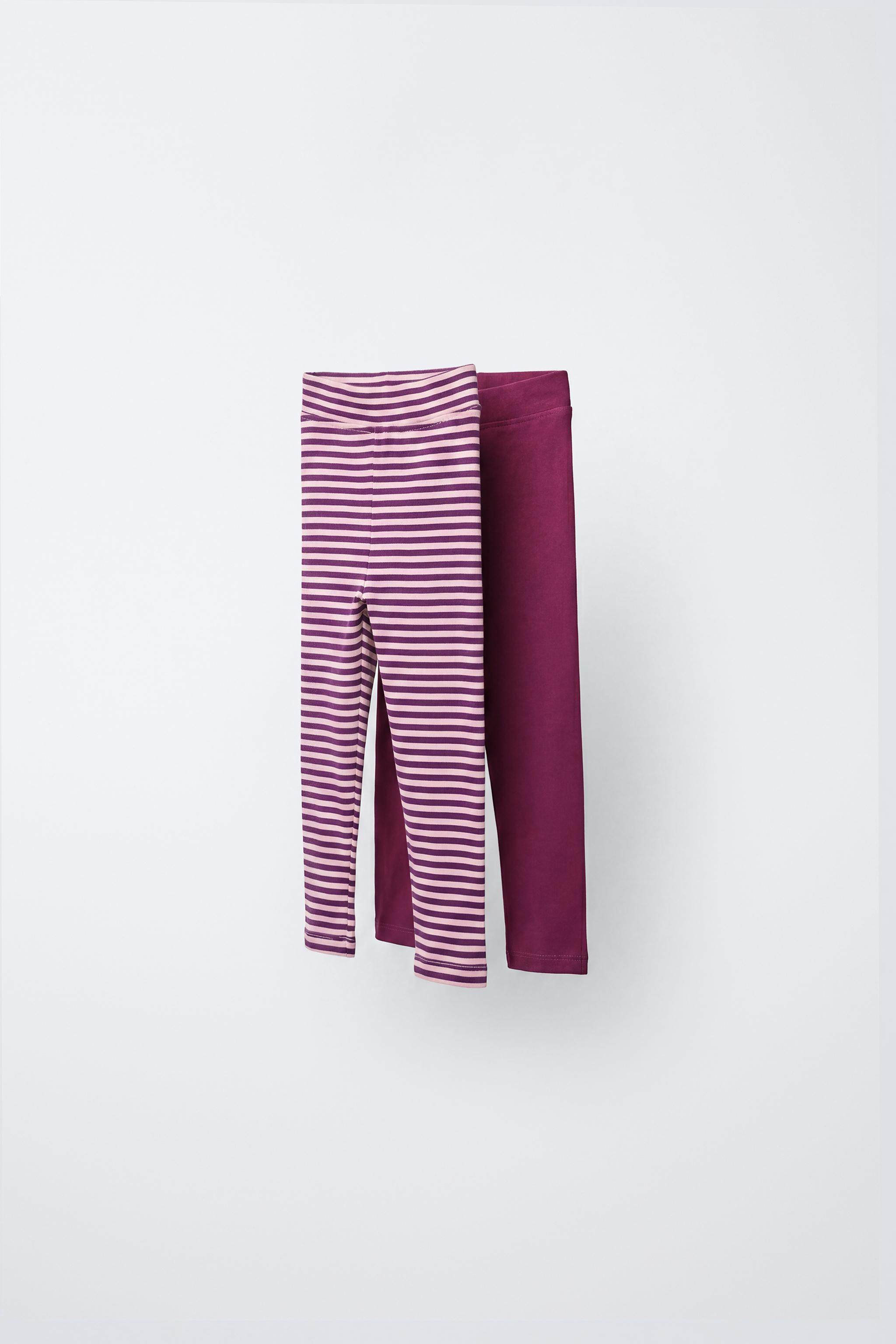 POLKA DOT AND SOLID LEGGINGS TWO-PACK — Burgundy