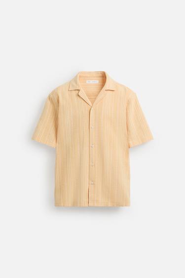 Zara GEOMETRIC JACQUARD SHIRT - Orange