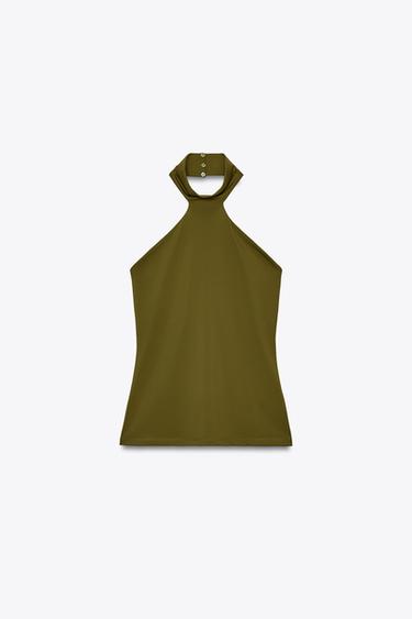 TOP HALTER POLIAMIDA - Oliva de Zara