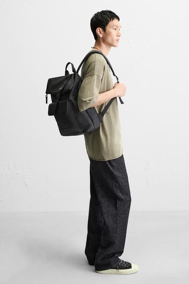 RUBBERISED FLAP BACKPACK - Black by Zara