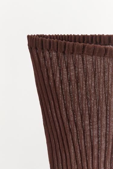 CULOTTE EN MAILLE FINE PLISSÉE - Marron de Zara - Image 7