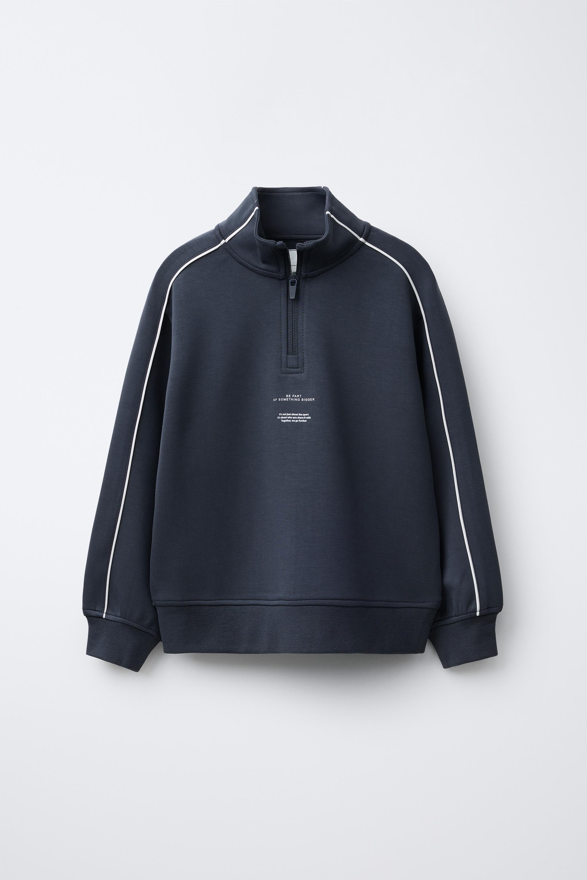 CONTRASTING TRIM TEXT SWEATSHIRT - Anthracite grey | ZARA United