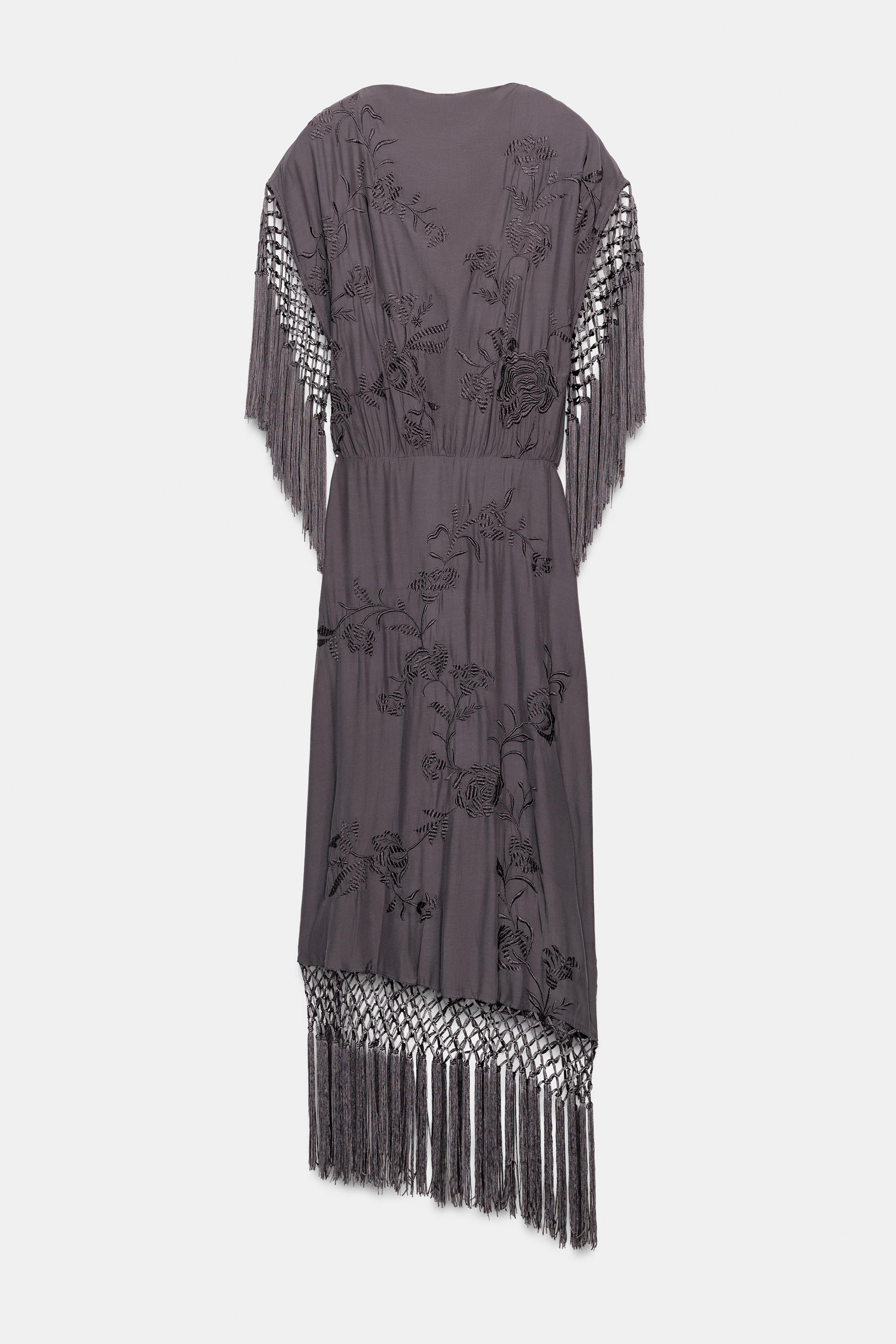 ZW COLLECTION EMBROIDERED FRINGE DRESS