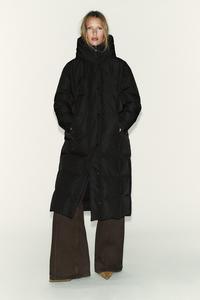 Veste Longue Zara Femme Noire à Capuche - Taille L (UK Large) - Occasion Très Bon état