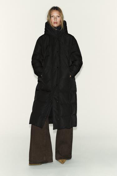 PLUMÍFERO LARGO CAPUCHA WATER REPELLENT WINDPROOF - Negro de Zara - Imagen 0