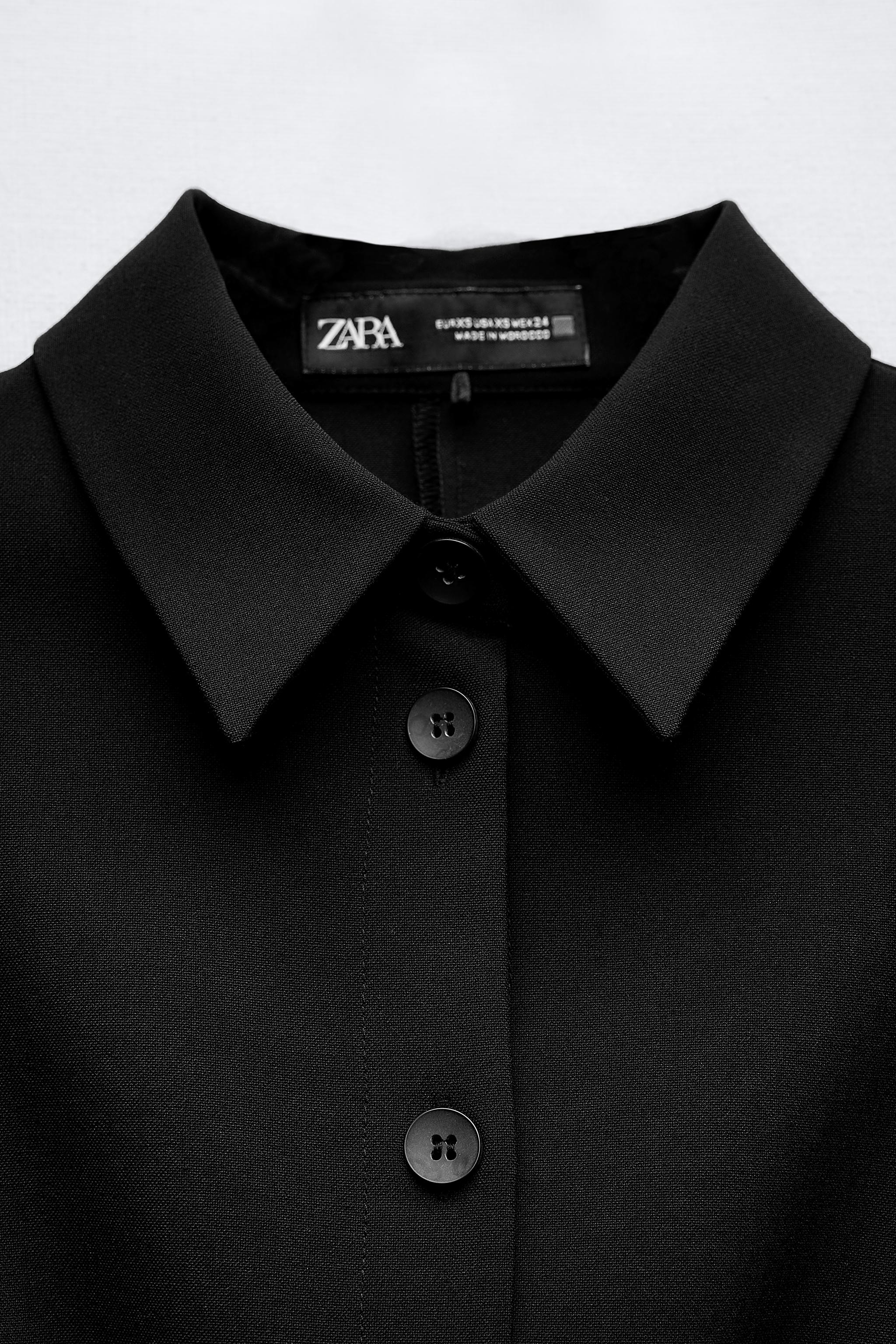 襟付きミニワンピース - ブラック | ZARA Japan / 日本