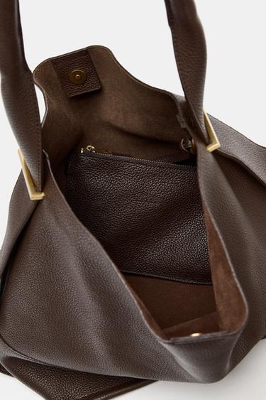 MAXI SAC SEAU EN CUIR - Marron de Zara - Image 10